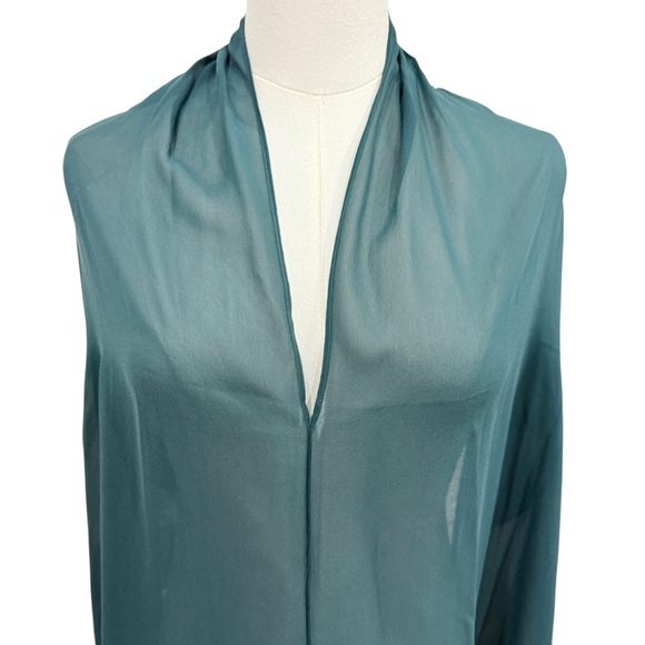 Eileen Fisher Pine Sheer Silk Georgette Chiffon Wrap One Size $138 NWT Green - Picture 5 of 15